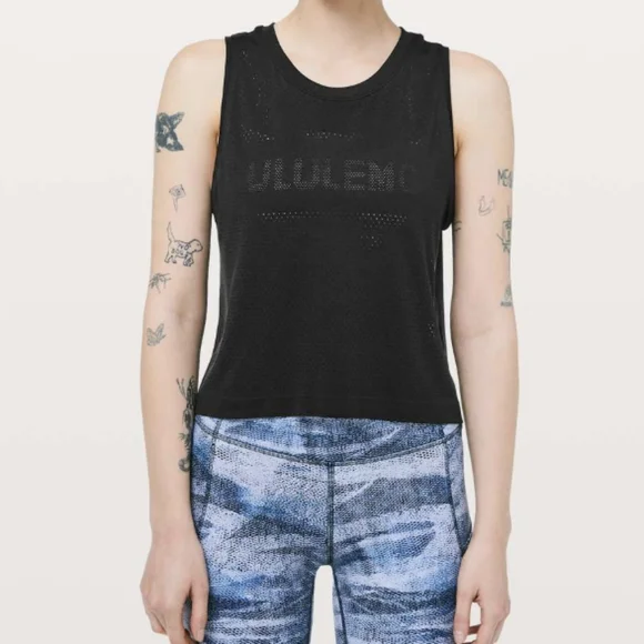 Lululemon Breeze By Muscle Crop Tank *lululemon Black / Black size 10 - Picture 1 of 7